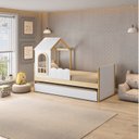 Ver imagem 1 de Bicama Infantil Casinha com LED e Janela New Garden Casatema MadeiraOriginals Marrom/Branco