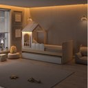 Ver imagem 2 de Bicama Infantil Casinha com LED e Janela New Garden Casatema MadeiraOriginals Marrom/Branco