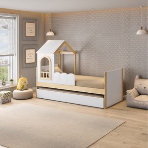 Bicama Infantil Casinha com Led e Janela New Garden Casatema MadeiraOriginals