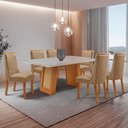 Ver imagem 1 de Mesa de Jantar Carolina 180cm Tampo MDF Vidro Canto Copo com 6 Cadeiras Carolina