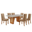 Ver imagem 2 de Mesa de Jantar Carolina 180cm Tampo MDF Vidro Canto Copo com 6 Cadeiras Carolina