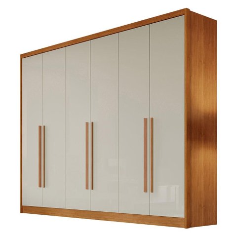 Guarda Roupa Casal New Messina 6 Portas 4 Gavetas Cinamomo Fendi - Novo Horizonte