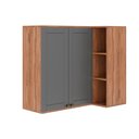 Ver imagem 1 de Armário Aéreo para Cozinha Bella 2604 Canto Reto com 2 Portas 94cm Nogal-cinza - Carraro