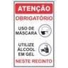 Placa Atenção - Uso de Mascara e Utilize Alcool Gel - PVC 2mm 40x60 - 2