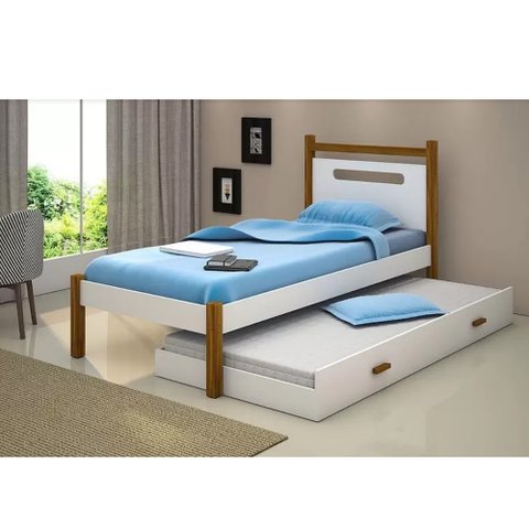 Bicama Montessoriana Design Infantil Eloa Solteiro - Branco/amêndoa