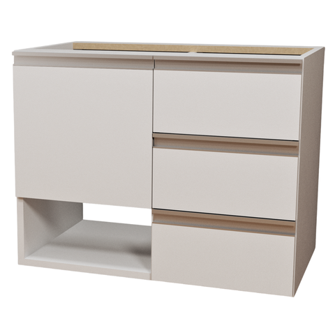 Balcão Móvel Mdf Armário de Banheiro 60cm S/ Tampo C/ Nicho Direito com Fundo