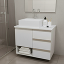 Ver imagem 4 de Balcão Móvel Mdf Armário de Banheiro 60cm S/ Tampo C/ Nicho Direito com Fundo