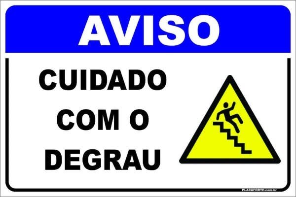 Placa Aviso Cuidado Com O Degrau Pvc 1mm 30x45 Madeiramadeira