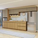 Ver imagem 1 de Cozinha Completa Modulada 6 Peças 11 Portas 5 Gavetas com Rodapé 100% MDF Simone Mendes Marrom/Carvalho/Greige