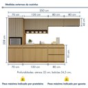 Ver imagem 3 de Cozinha Completa Modulada 6 Peças 11 Portas 5 Gavetas com Rodapé 100% MDF Simone Mendes Marrom/Carvalho/Greige