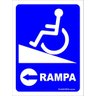 Placa Acessibilidade - Cadeirante Deficiente Físico Rampa a Esquerda - PVC 1mm 30x45 - 1