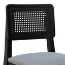 Ver imagem 2 de Banqueta Gabi Madeira Maciça Encosto C- Telinha C- 68cm Altura - Preto Assento Estofado Linho Cinza