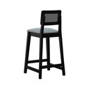 Ver imagem 7 de Banqueta Gabi Madeira Maciça Encosto C- Telinha C- 68cm Altura - Preto Assento Estofado Linho Cinza