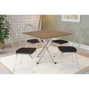 Ver imagem 1 de Conjunto: Mesa Sala Jantar Volga C/ Tampo de Madeira 90cm e 4 Cadeiras Noruega Cromado/nogueira -