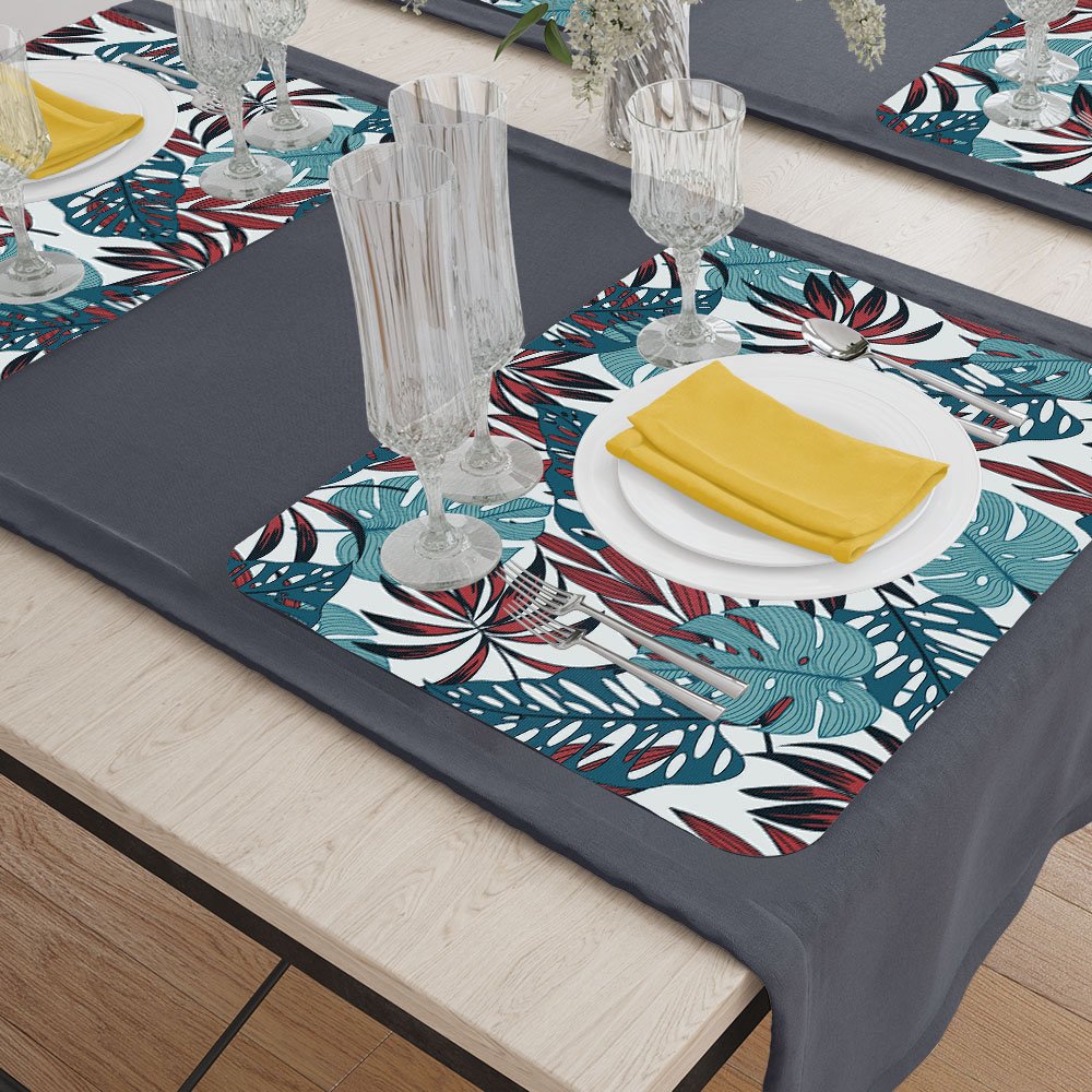 6 Jogo Americano Folhas 2 Impermeável 29 X 44cm - Id Decor Jogo Americano de Mesa - 5