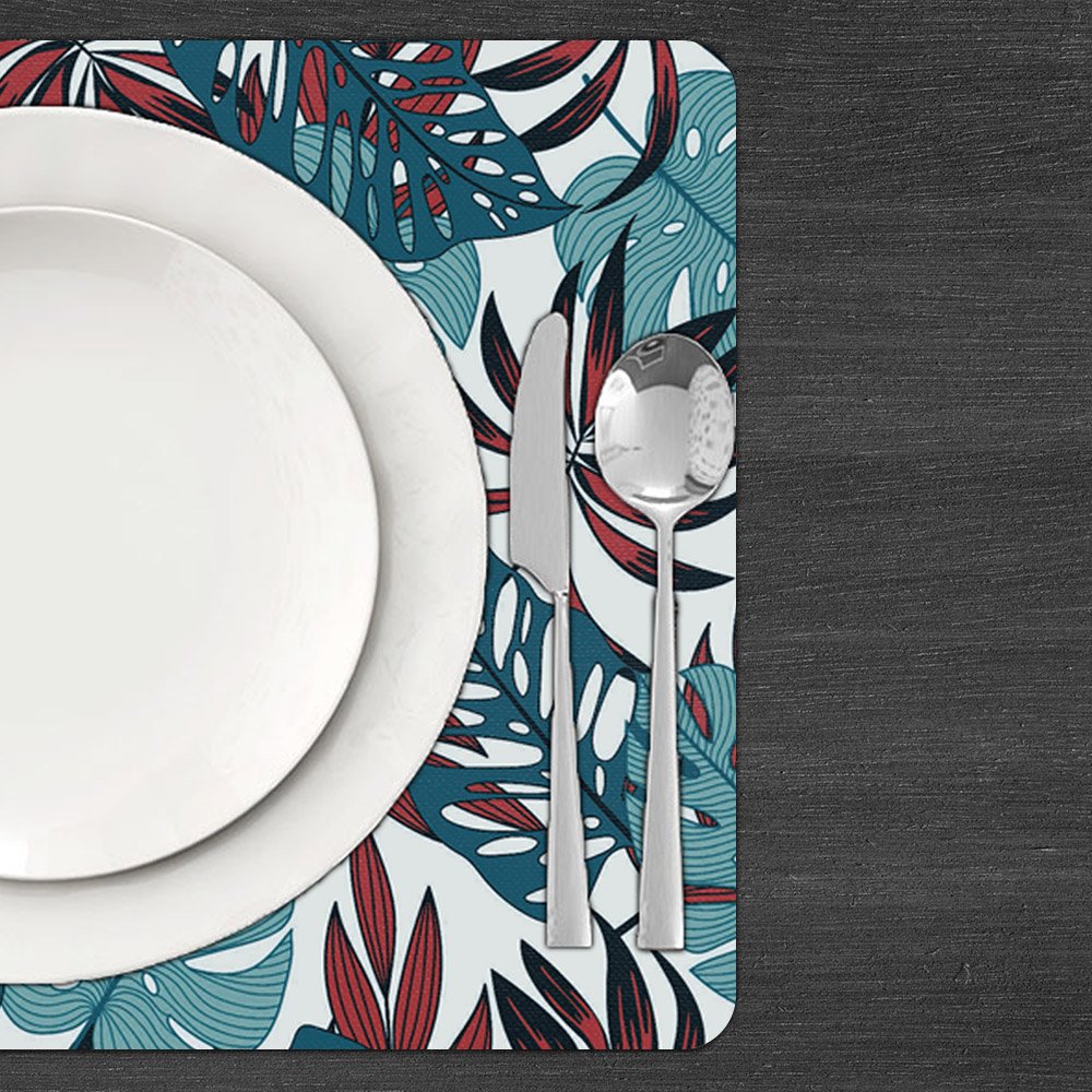 6 Jogo Americano Folhas 2 Impermeável 29 X 44cm - Id Decor Jogo Americano de Mesa - 4