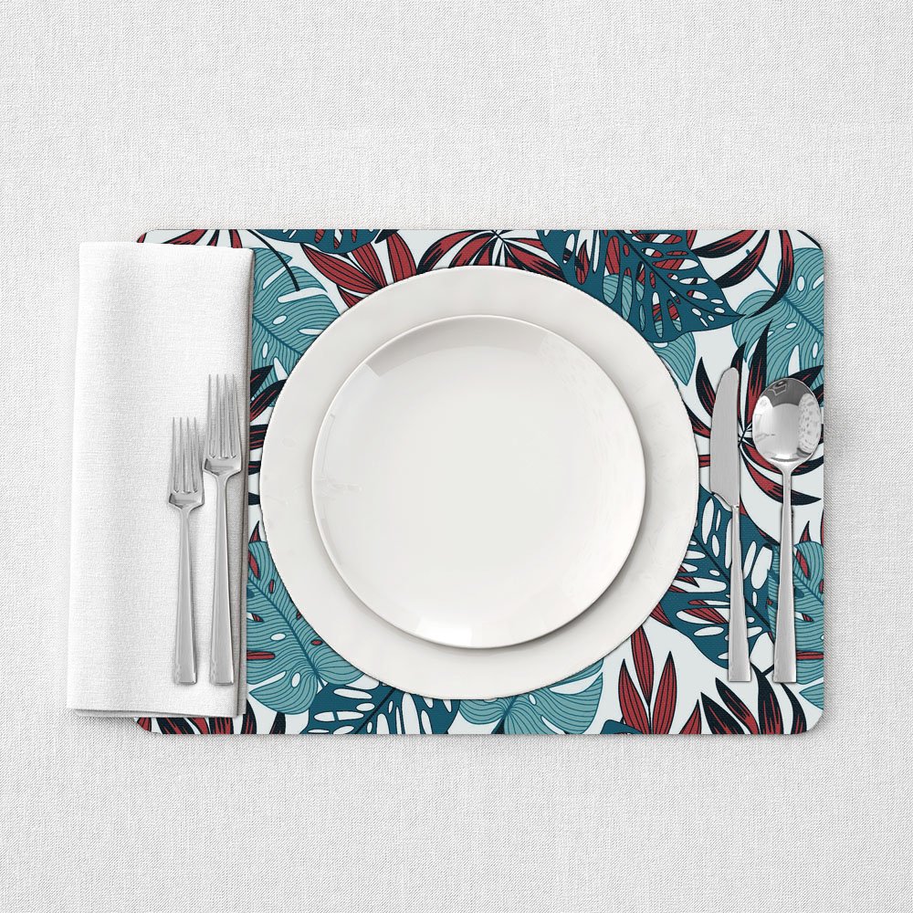 6 Jogo Americano Folhas 2 Impermeável 29 X 44cm - Id Decor Jogo Americano de Mesa