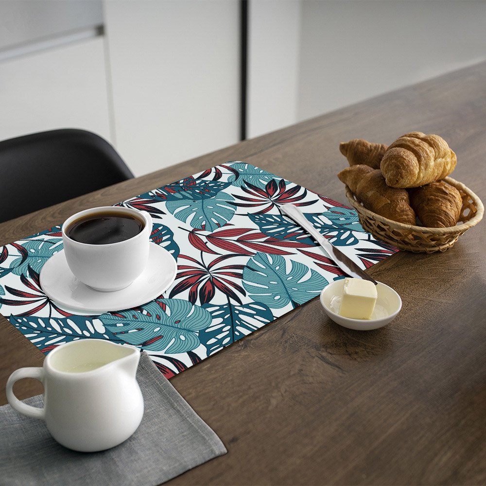 6 Jogo Americano Folhas 2 Impermeável 29 X 44cm - Id Decor Jogo Americano de Mesa - 8