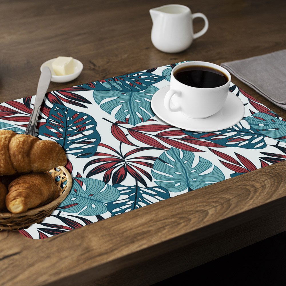 6 Jogo Americano Folhas 2 Impermeável 29 X 44cm - Id Decor Jogo Americano de Mesa - 7