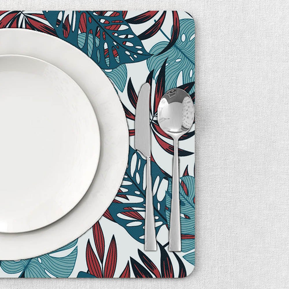 6 Jogo Americano Folhas 2 Impermeável 29 X 44cm - Id Decor Jogo Americano de Mesa - 2