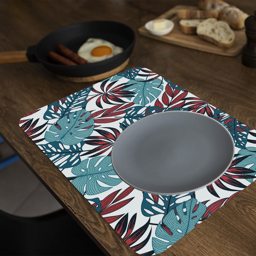 6 Jogo Americano Folhas 2 Impermeável 29 X 44cm - Id Decor Jogo Americano de Mesa - 6