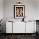 Ver imagem 2 de Aparador Buffet Sala Sense 4 Portas 160cm com Pés de Madeira Branco/Freijó - Rede Móveis