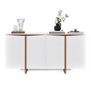 Ver imagem 5 de Aparador Buffet Sala Sense 4 Portas 160cm com Pés de Madeira Branco/Freijó - Rede Móveis