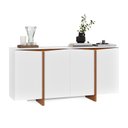 Ver imagem 3 de Aparador Buffet Sala Sense 4 Portas 160cm com Pés de Madeira Branco/Freijó - Rede Móveis