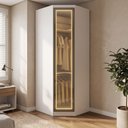 Ver imagem 1 de Guarda-Roupa Modulado de Canto Oblíquo 1 Porta Reflecta com LED 100% MDF Cairo Branco/Neve