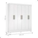 Ver imagem 3 de Conjunto de Guarda Roupa e Cômoda Genova 8 Portas 7 Gavetas Branco Demóbile