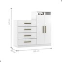 Ver imagem 5 de Conjunto de Guarda Roupa e Cômoda Genova 8 Portas 7 Gavetas Branco Demóbile