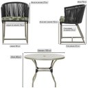 Ver imagem 2 de Mesa com 4 Cadeiras de Jantar Roma 100cm e Noronha em Aluminío Fendi Corda Nautica Estofado 5 Trama