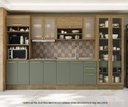 Ver imagem 1 de Armário de Cozinha Modulada Completa Reta 7 Peças 3,50m Botanic Kappesberg - Nogueira/Verde Oliva