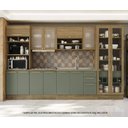 Ver imagem 1 de Armário de Cozinha Modulada Completa Reta 7 Peças 3,50m Botanic Kappesberg - Nogueira/verde Oliva
