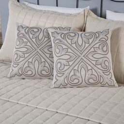 Kit 5 Pçs Peseira Cama King e Almofadas Cheias Grécia Jacquard: Cáqui - 3