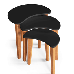 Mesas Laterais Decoração Kit 3 Elegance Napole Decor - Preto - 2