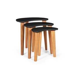 Mesas Laterais Decoração Kit 3 Elegance Napole Decor - Preto - 3