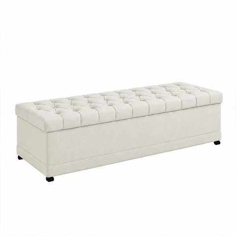 Puff Baú 195cm Hermione Facto Off White - Sallar Home