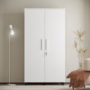 Ver imagem 1 de Guarda Roupa Solteiro Multiuso sem Gaveta Reforçado Ouro Fechadura com Chave Branco