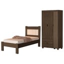 Ver imagem 1 de Guarda Roupa Solteiro 3 Portas 2 Gavetas e Cama de Solteiro Mdf Bela Chocolate Off Decmade