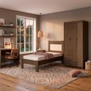 Ver imagem 7 de Guarda Roupa Solteiro 3 Portas 2 Gavetas e Cama de Solteiro Mdf Bela Chocolate Off Decmade