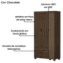 Ver imagem 5 de Guarda Roupa Solteiro 3 Portas 2 Gavetas e Cama de Solteiro Mdf Bela Chocolate Off Decmade