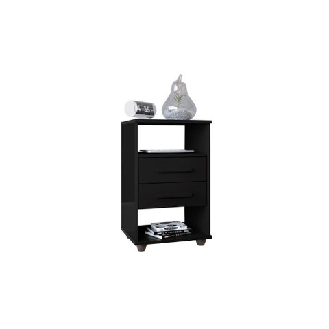 Mesa de Cabeceira Cie com Nicho 2 Gavetas Cor Preto