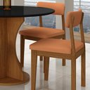 Ver imagem 3 de Mesa Redonda Cosença com 4 Cadeiras Estofadas Fre/pto/s.terracot - M.a Freijó/preto/terracota