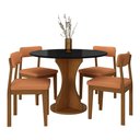 Ver imagem 2 de Mesa Redonda Cosença com 4 Cadeiras Estofadas Fre/pto/s.terracot - M.a Freijó/preto/terracota