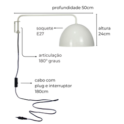 Luminária de Parede Arandela Articulada Komaco Marrom Cortem - 4