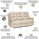 Ver imagem 4 de Kit Poltronas Cinema 2 e 3 Lugares Reclinável Elétrica com Massagem Montelli L07 Couríssimo Bege - L