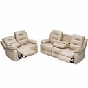 Ver mais imagens de Kit Poltronas Cinema 2 e 3 Lugares Reclinável Elétrica com Massagem Montelli L07 Couríssimo Bege - L
