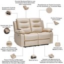 Ver imagem 5 de Kit Poltronas Cinema 2 e 3 Lugares Reclinável Elétrica com Massagem Montelli L07 Couríssimo Bege - L