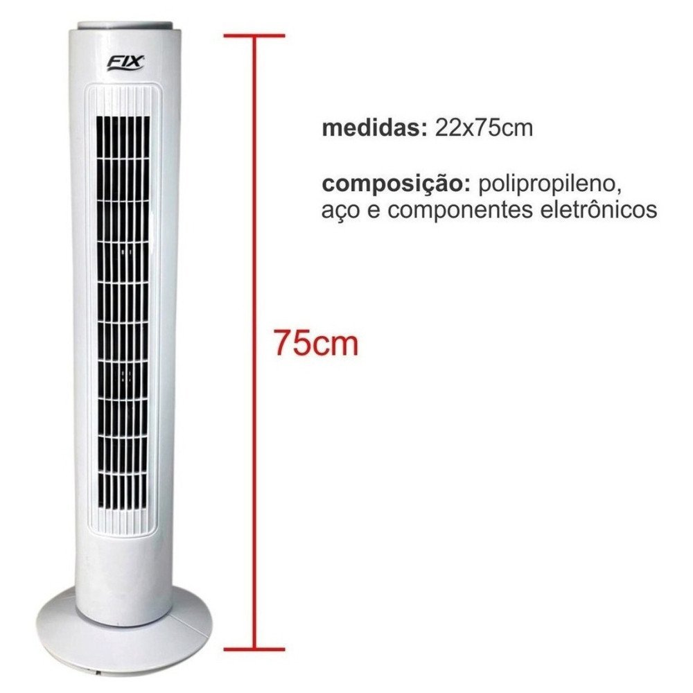 Ventilador de Coluna Circulador de Ar Branco Potente Fix - 110v - 2